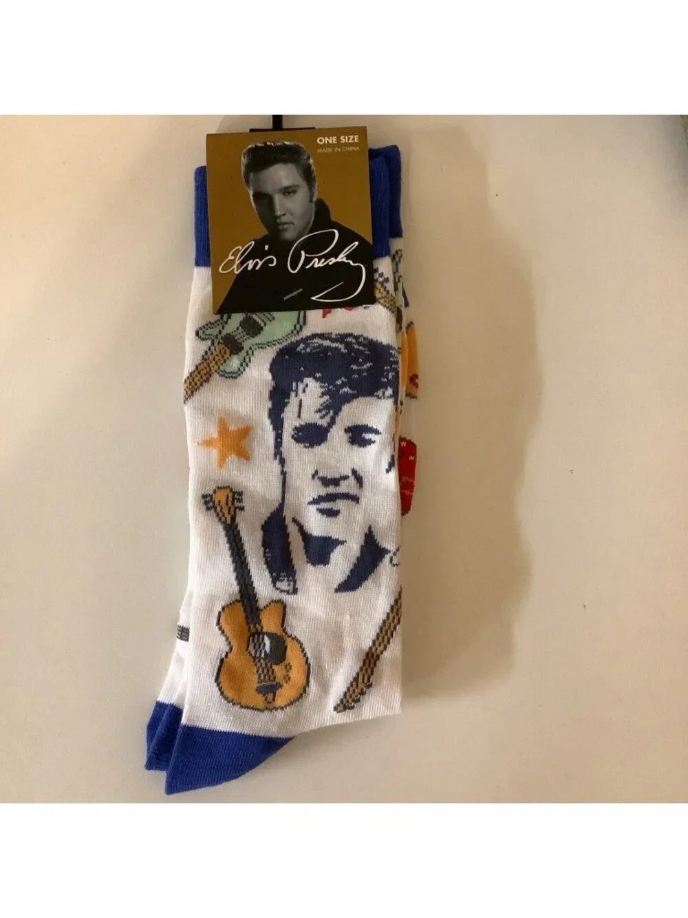 Elvis Presley Music Theme Novelty 1 Pair Crew Socks Adult US Shoe Size 7-12 NWT